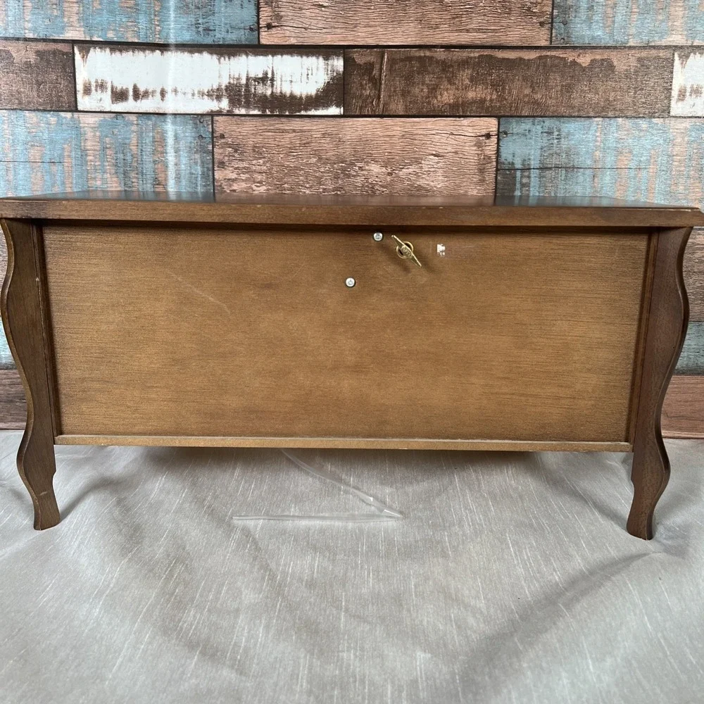 Large Vintage French Provincial  Musical Jewelry‎ Box 1970s 9 Drawers